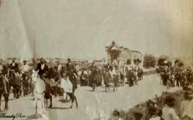 Salida de la Hermandad del Rocío de Triana en 1885